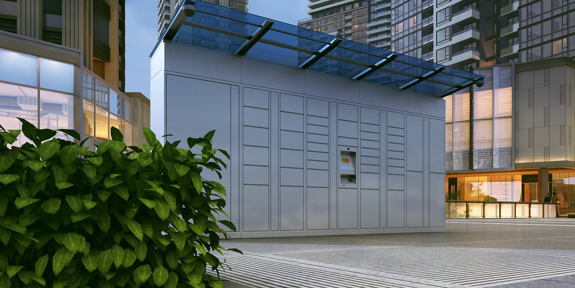 User using smart locker to pick up package