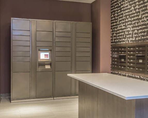 User entering pickup code to retrieve package