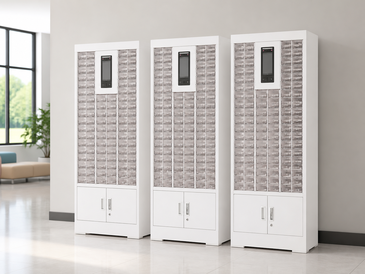 Cell phone cabinet lineup